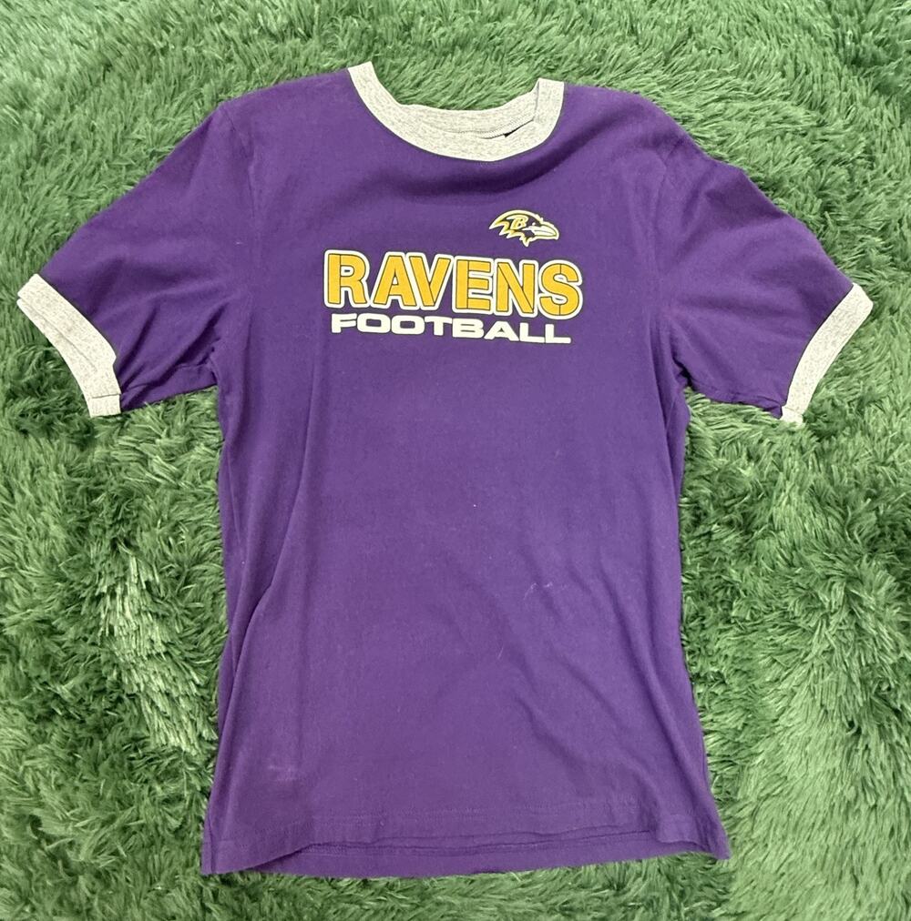 Baltimore Ravens NFL Team Apparel Youth T-Shirt Purple Gray Ringer Size XXL (18)